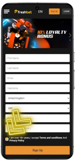 Freshbet sign app